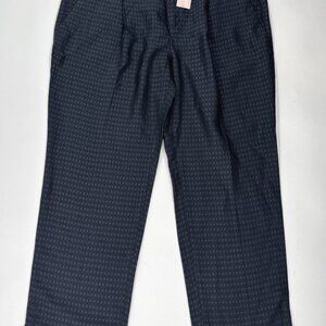 Banana Republic Avery Pants Womens 8P Navy Ankle Cropped Pleated Career NEW